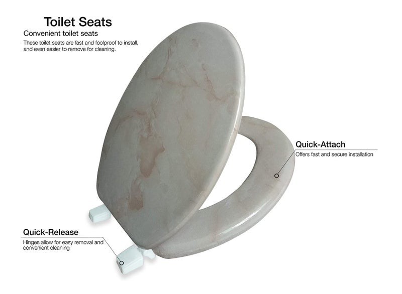 J&V Textiles Round Toilet Seat With Easy Clean & Change Hinge (Beige)* - Image 3